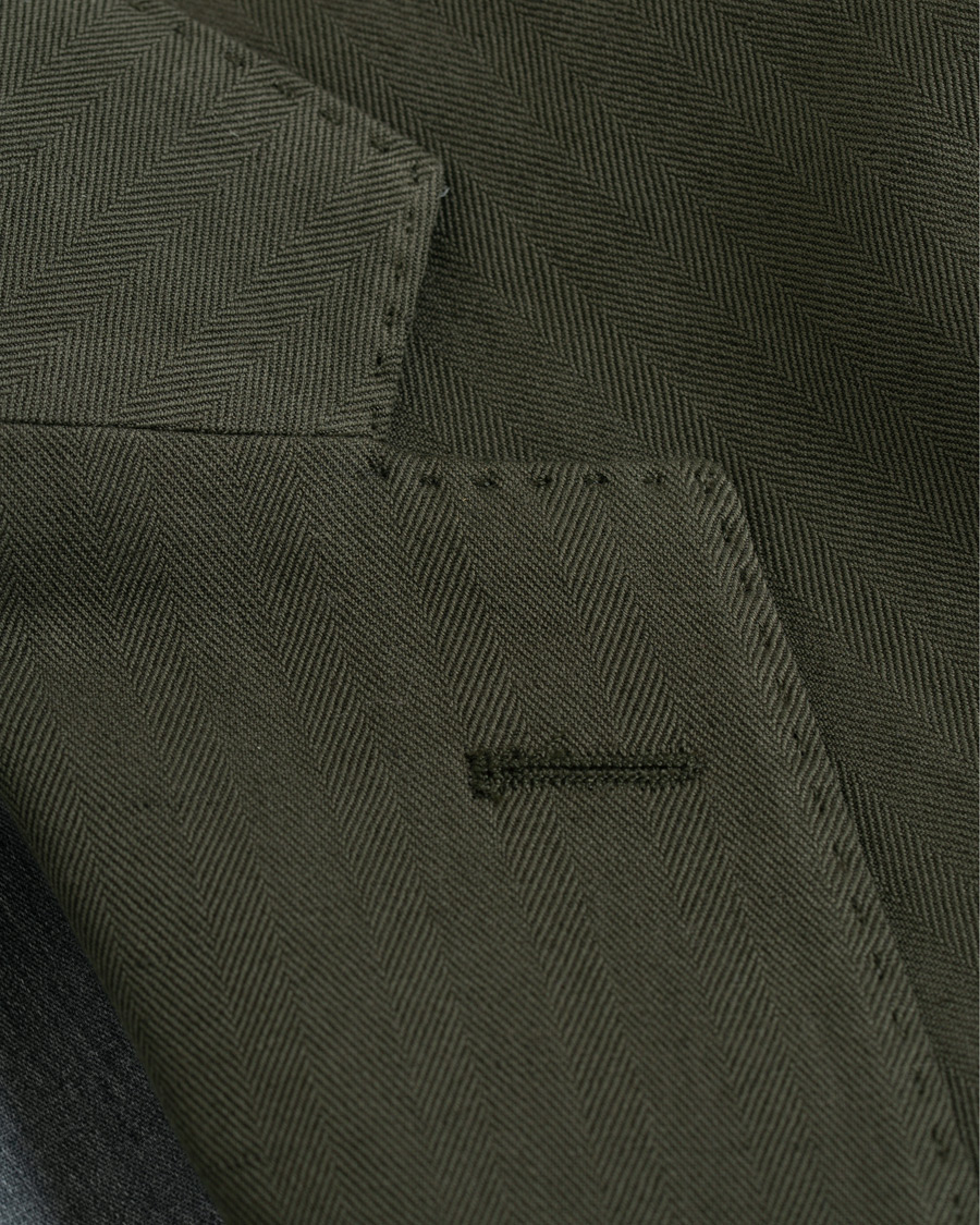 Herre | Blazere & jakker | Oscar Jacobson | Einar Cotton/Linen Herringbone Blazer Olive