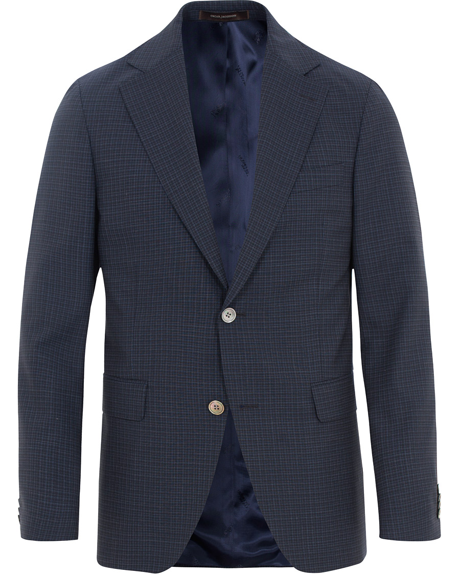 Herre | Blazere & jakker | Oscar Jacobson | Ego Wool Mini Check Blazer Navy