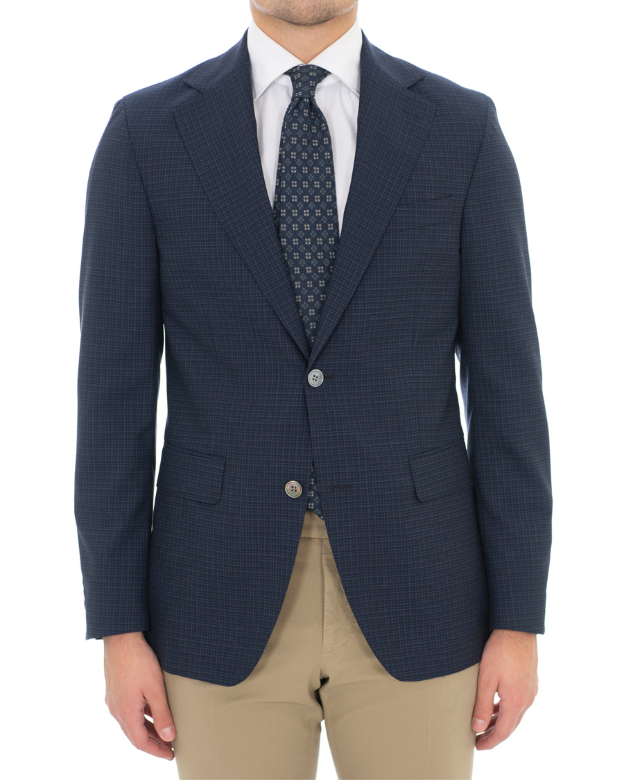 Herre | Blazere & jakker | Oscar Jacobson | Ego Wool Mini Check Blazer Navy