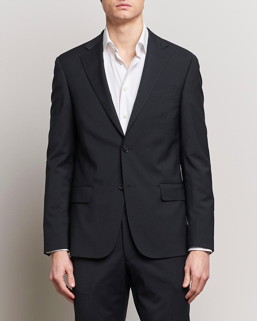 Herre | Tøj | Oscar Jacobson | Edmund Wool Stretch Blazer Black