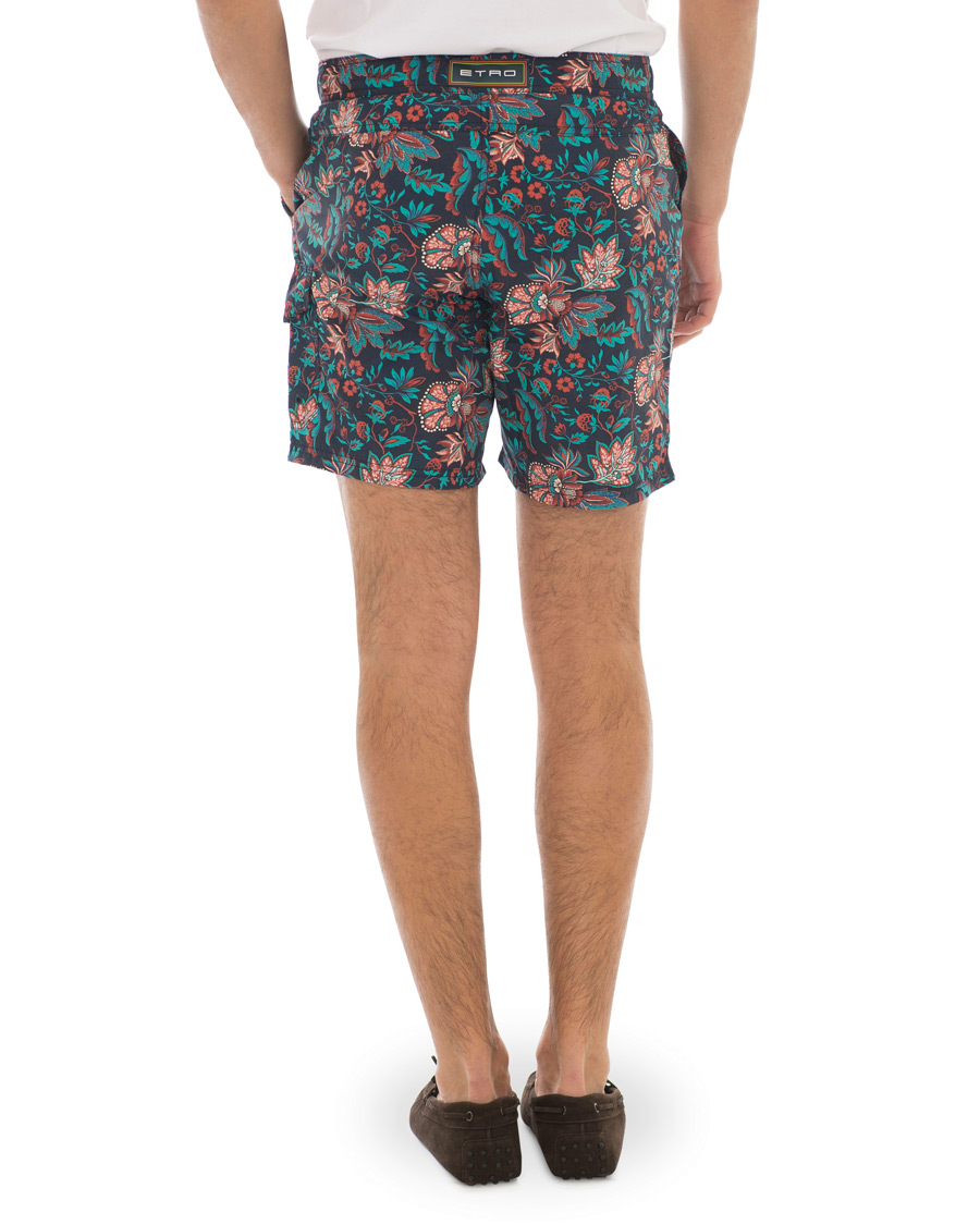 Herre | Badebukser | Etro | Long Island Flower Swim Trunk Dark Blue