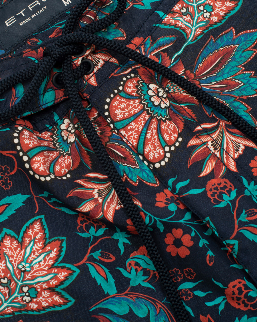 Herre | Badebukser | Etro | Long Island Flower Swim Trunk Dark Blue