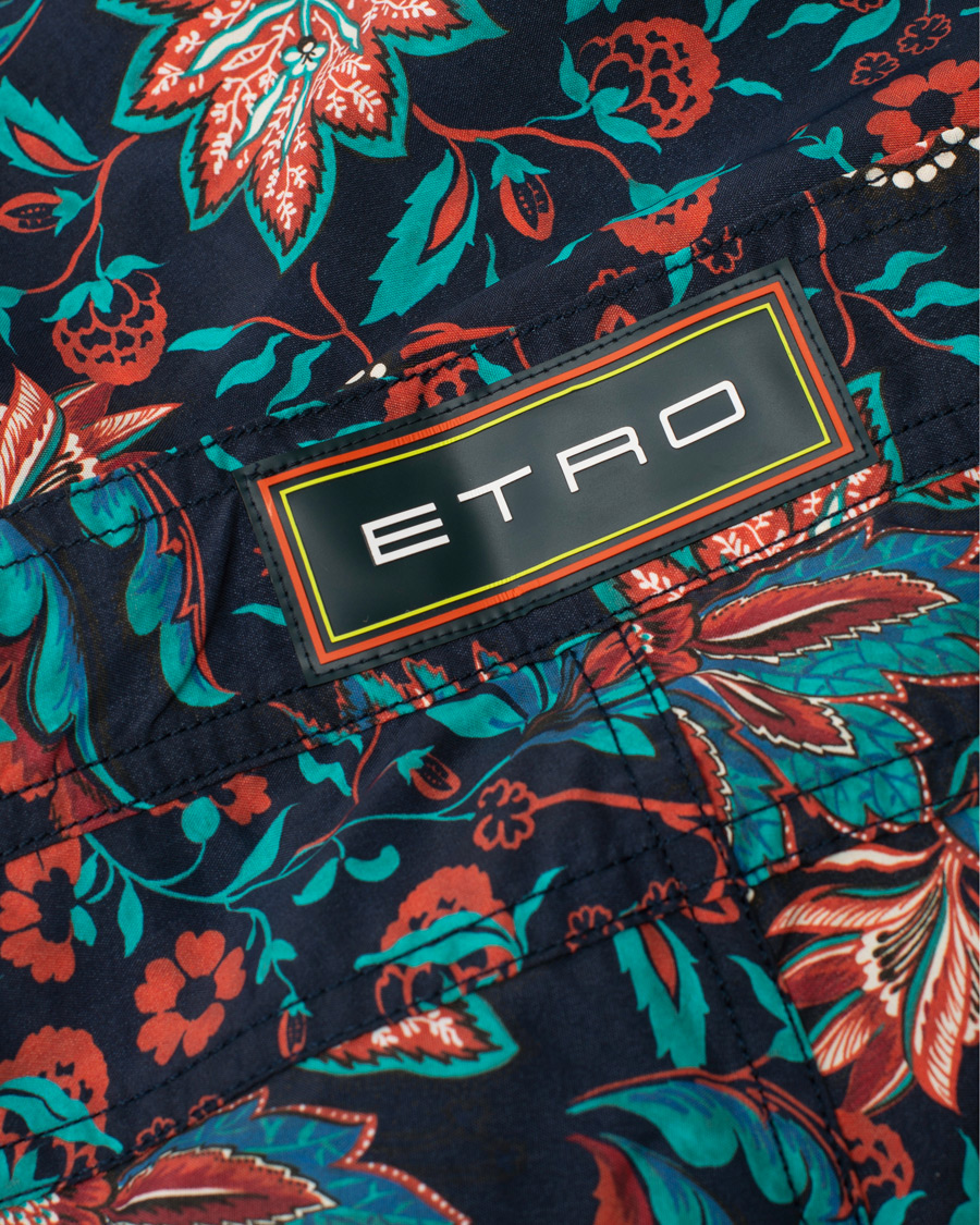 Herre | Badebukser | Etro | Long Island Flower Swim Trunk Dark Blue