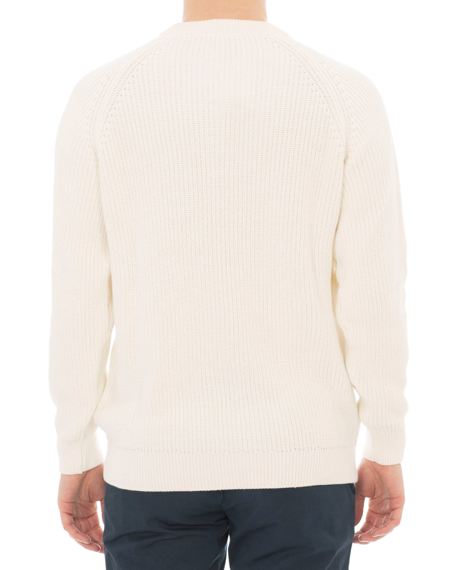 Herre | Trøjer | Sunspel | Long Sleeve Rib Crew Neck Sweater Off White