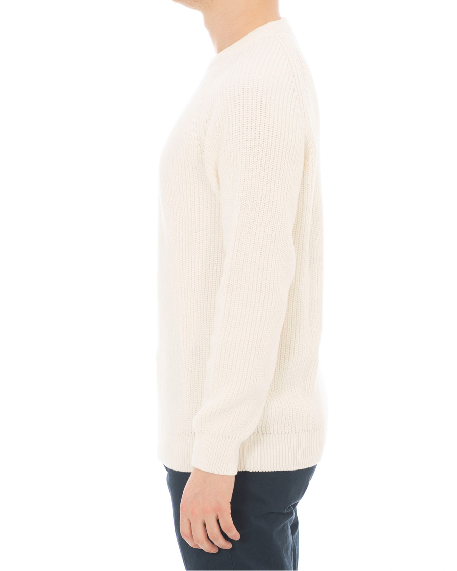Herre | Trøjer | Sunspel | Long Sleeve Rib Crew Neck Sweater Off White