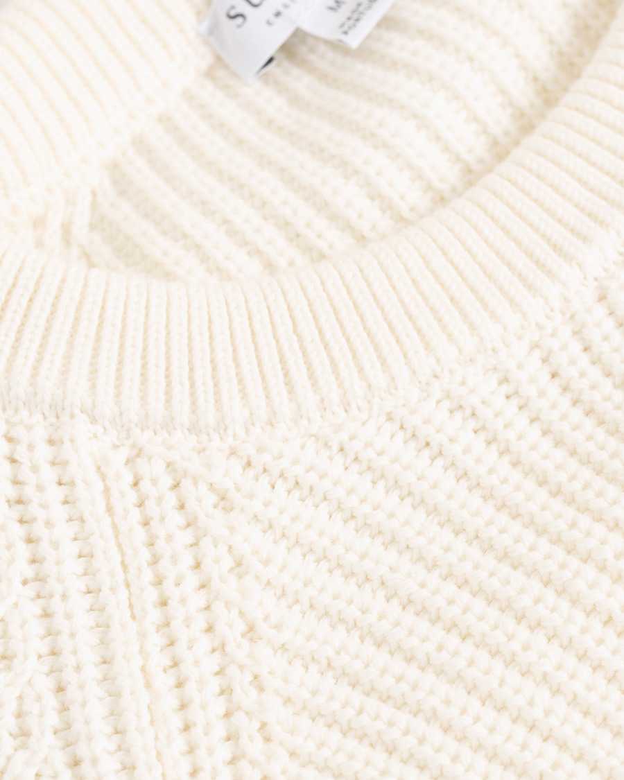 Herre | Trøjer | Sunspel | Long Sleeve Rib Crew Neck Sweater Off White