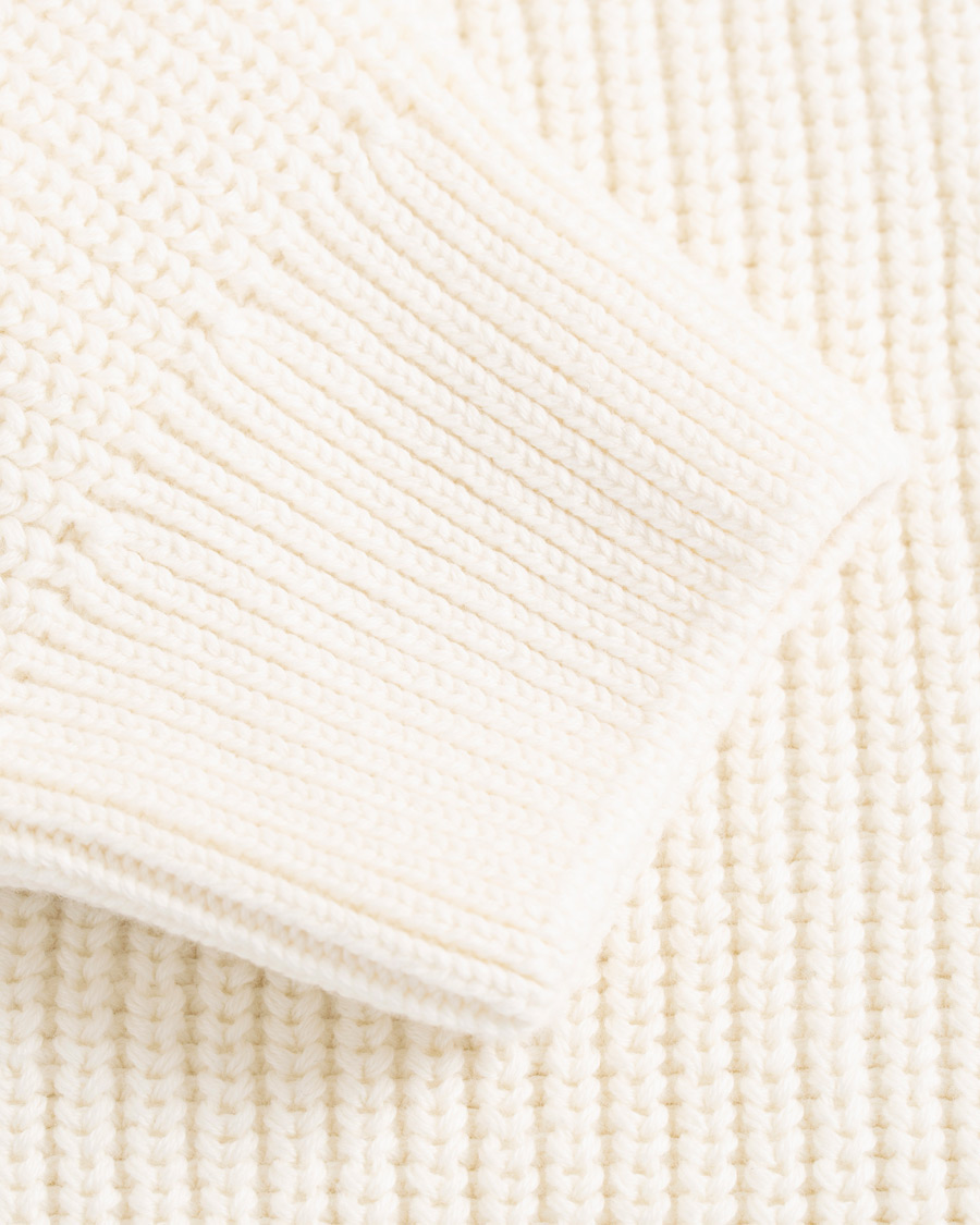 Herre | Trøjer | Sunspel | Long Sleeve Rib Crew Neck Sweater Off White