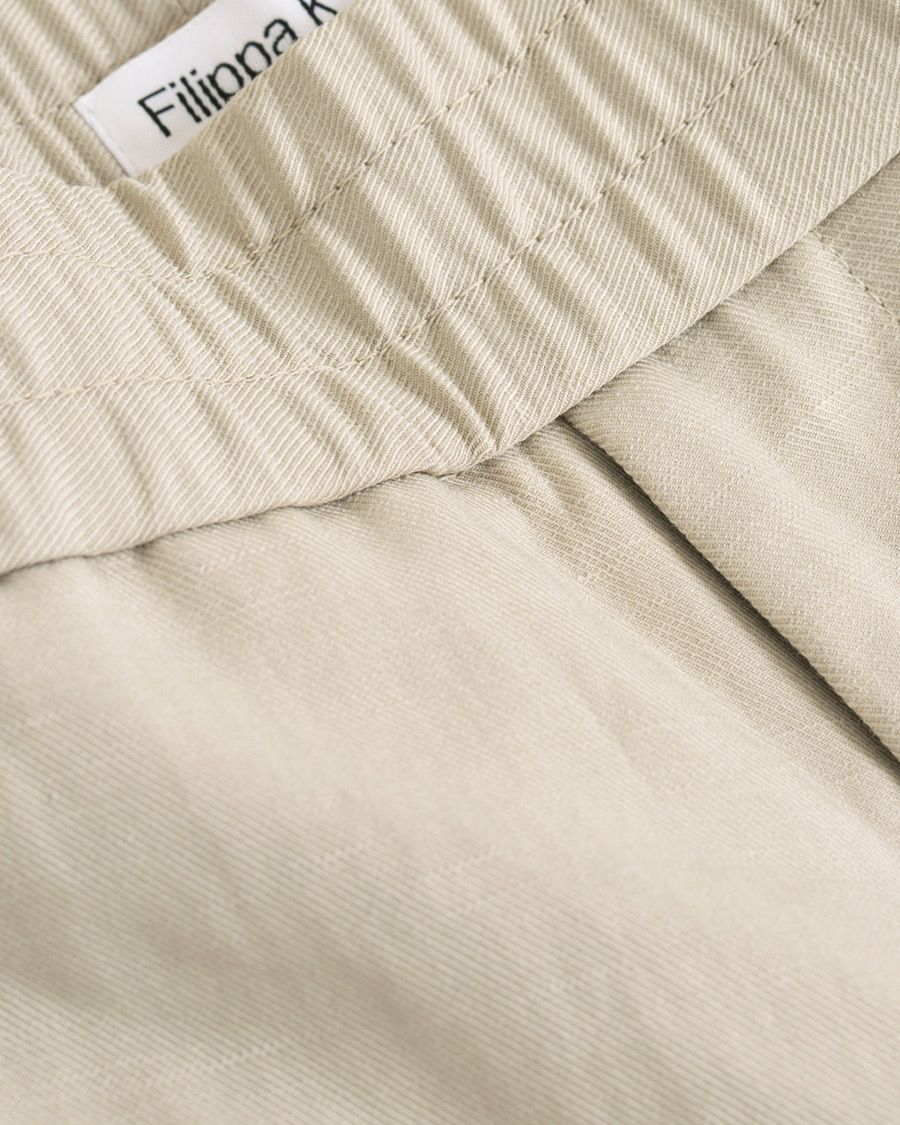 Herre | Bukser | Filippa K | Terry Cropped Linen Slacks Khaki