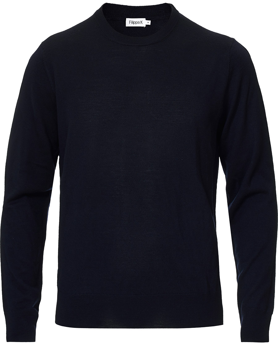 Herre | Trøjer | Filippa K | Merino Round Neck Sweater Navy