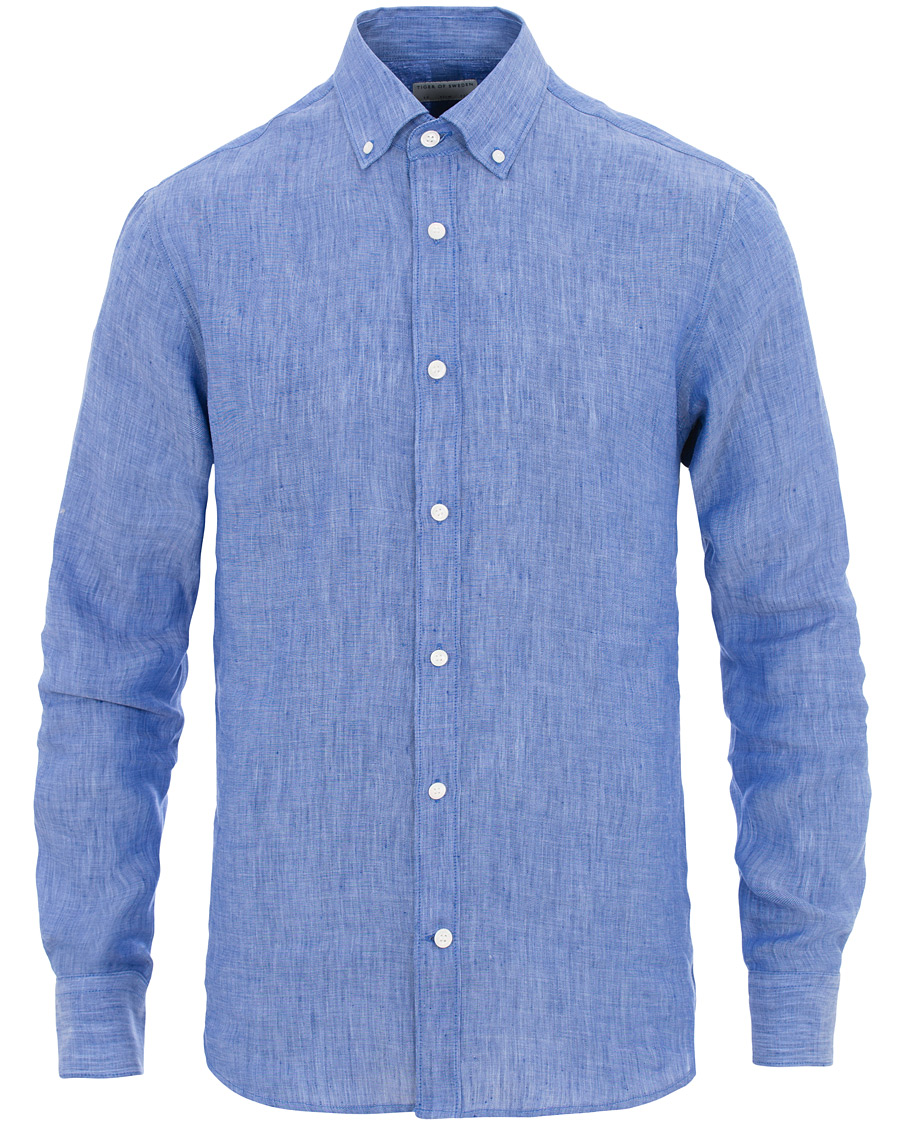 Herre | Skjorter | Tiger of Sweden | Fenald Button Down Linen Shirt Blue