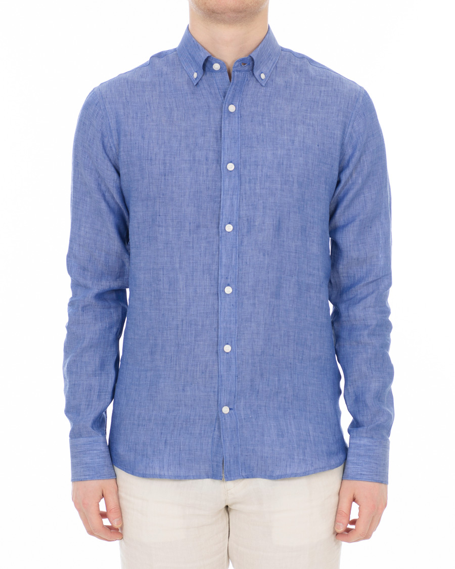 Herre | Skjorter | Tiger of Sweden | Fenald Button Down Linen Shirt Blue