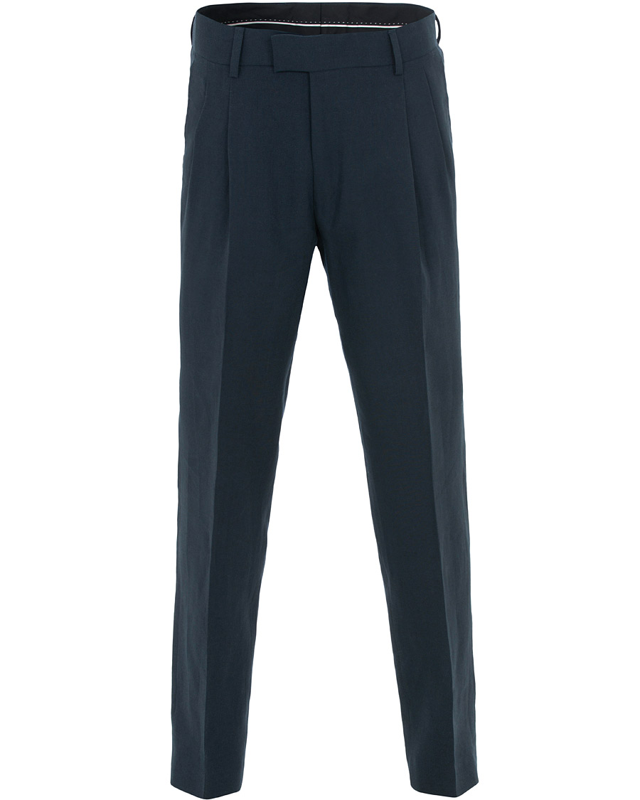 Herre | Bukser | Tiger of Sweden | Trolosa Double Pleated Linen Trousers Navy