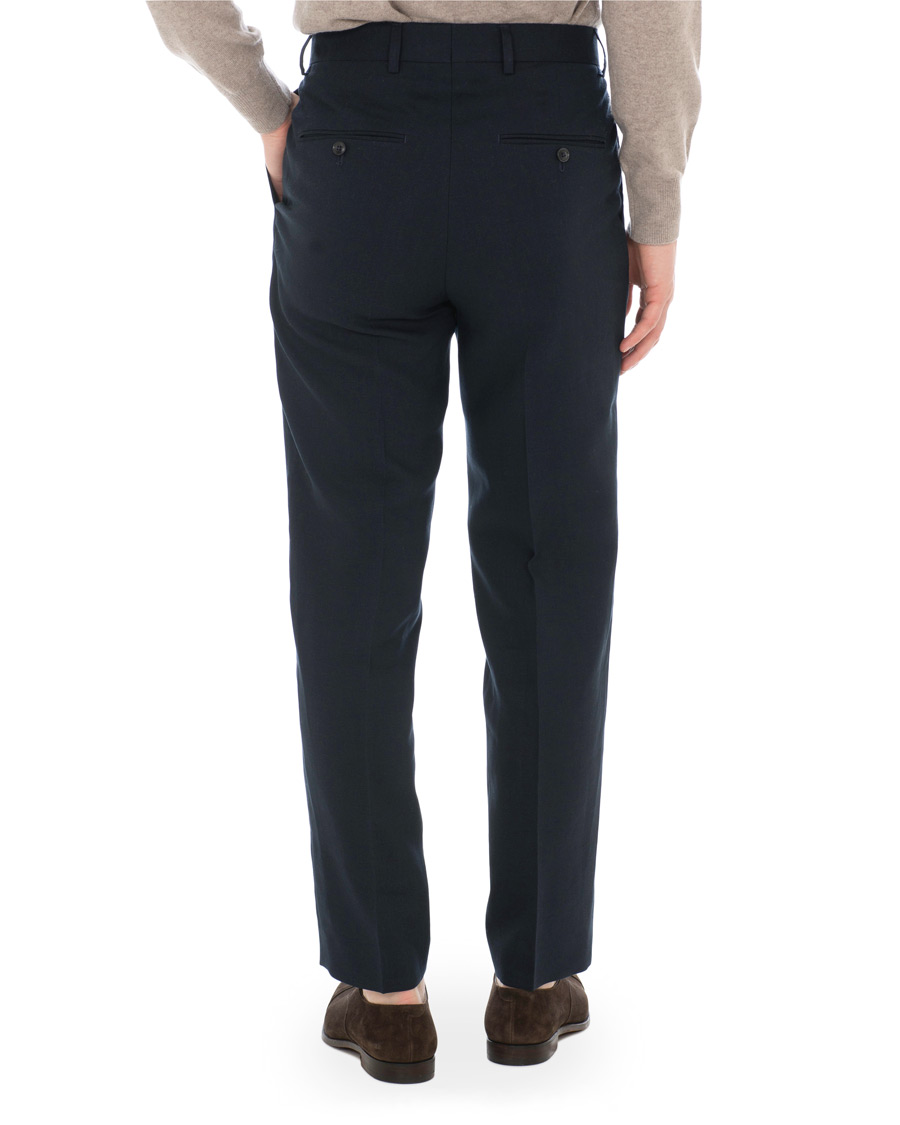 Herre | Bukser | Tiger of Sweden | Trolosa Double Pleated Linen Trousers Navy