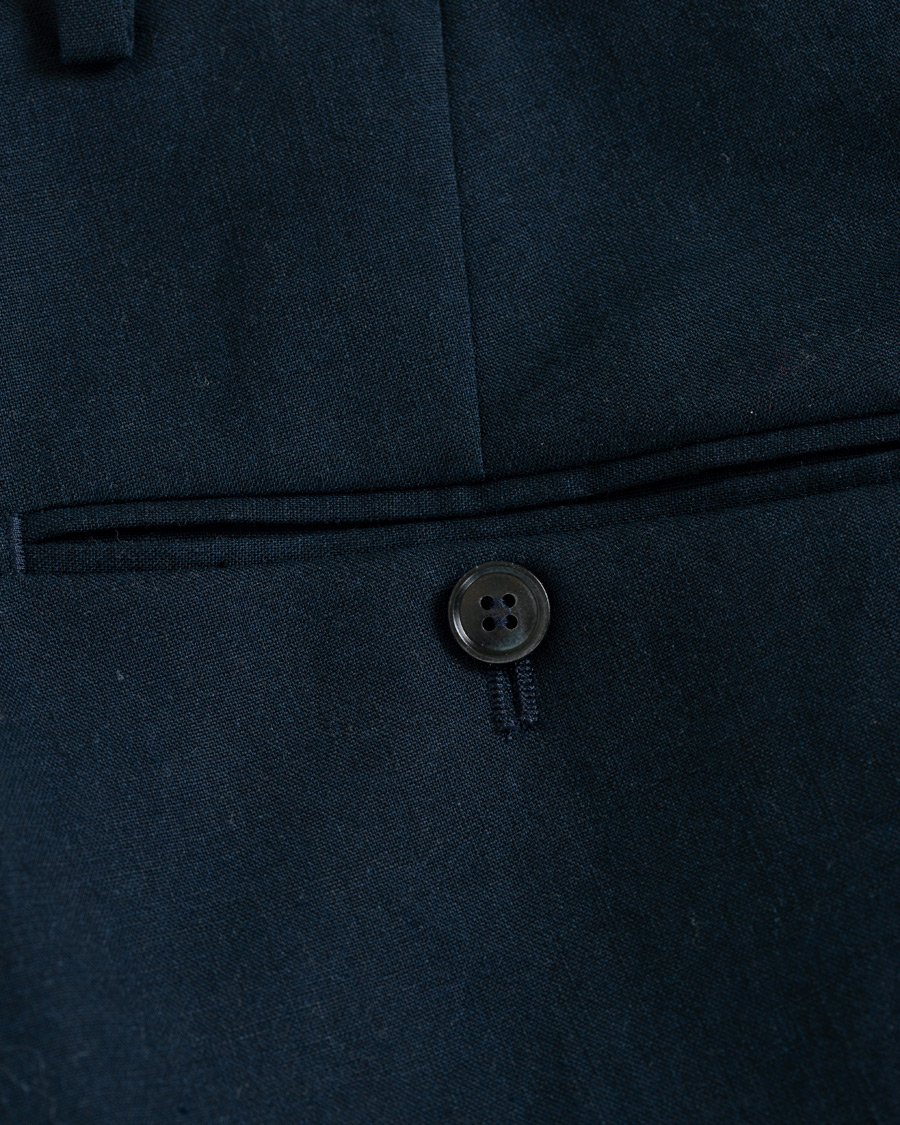 Herre | Bukser | Tiger of Sweden | Trolosa Double Pleated Linen Trousers Navy