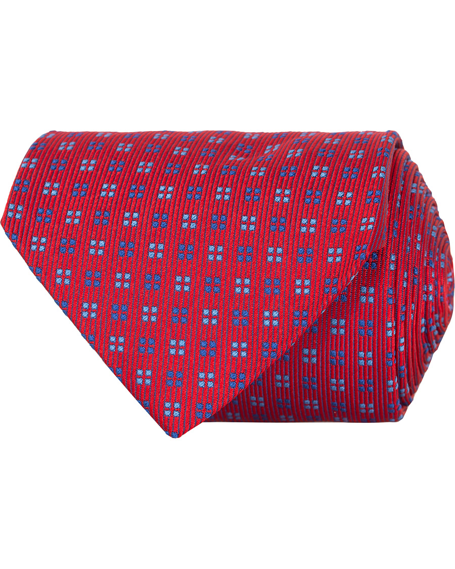 Herre | Turnbull & Asser Mini Square Spot Silk 9,5cm Tie Red/Blue | Turnbull & Asser | Mini Square Spot Silk 9,5cm Tie Red/Blue