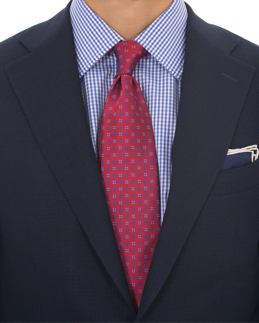 Herre | Turnbull & Asser Mini Square Spot Silk 9,5cm Tie Red/Blue | Turnbull & Asser | Mini Square Spot Silk 9,5cm Tie Red/Blue