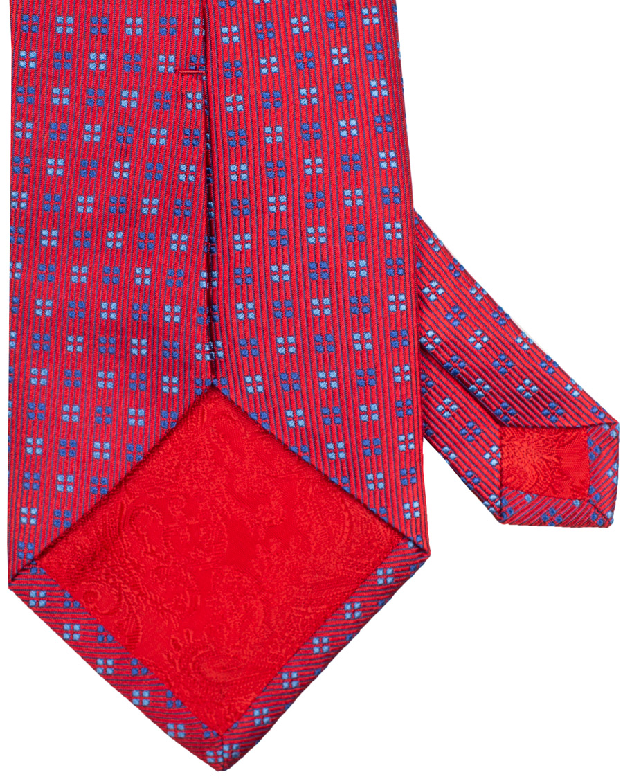 Herre | Turnbull & Asser Mini Square Spot Silk 9,5cm Tie Red/Blue | Turnbull & Asser | Mini Square Spot Silk 9,5cm Tie Red/Blue