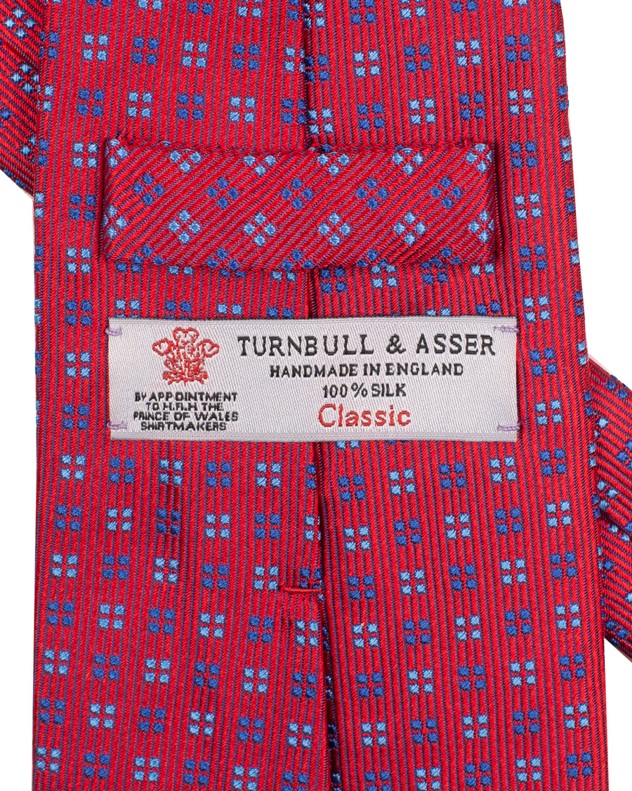 Herre | Turnbull & Asser Mini Square Spot Silk 9,5cm Tie Red/Blue | Turnbull & Asser | Mini Square Spot Silk 9,5cm Tie Red/Blue