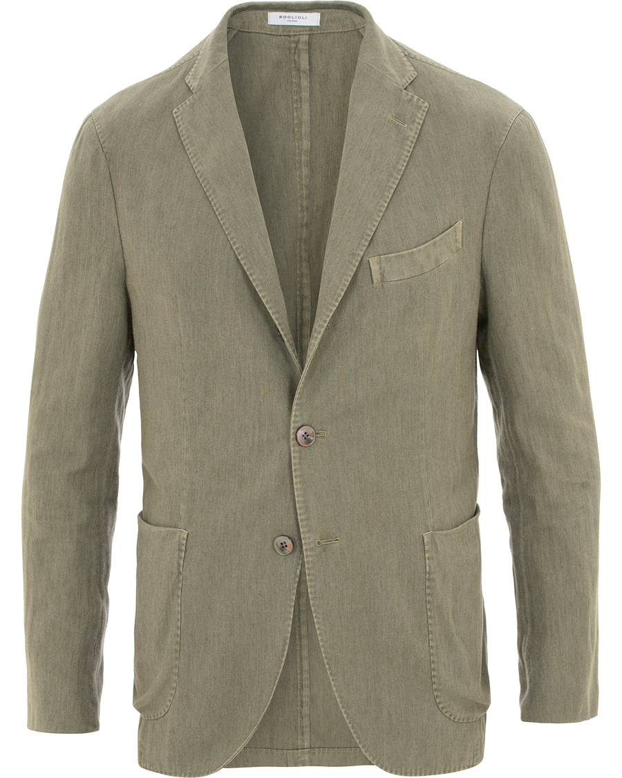Herre | Blazere & jakker | Boglioli | K Jacket Cotton/Linen Herringbone Blazer Green