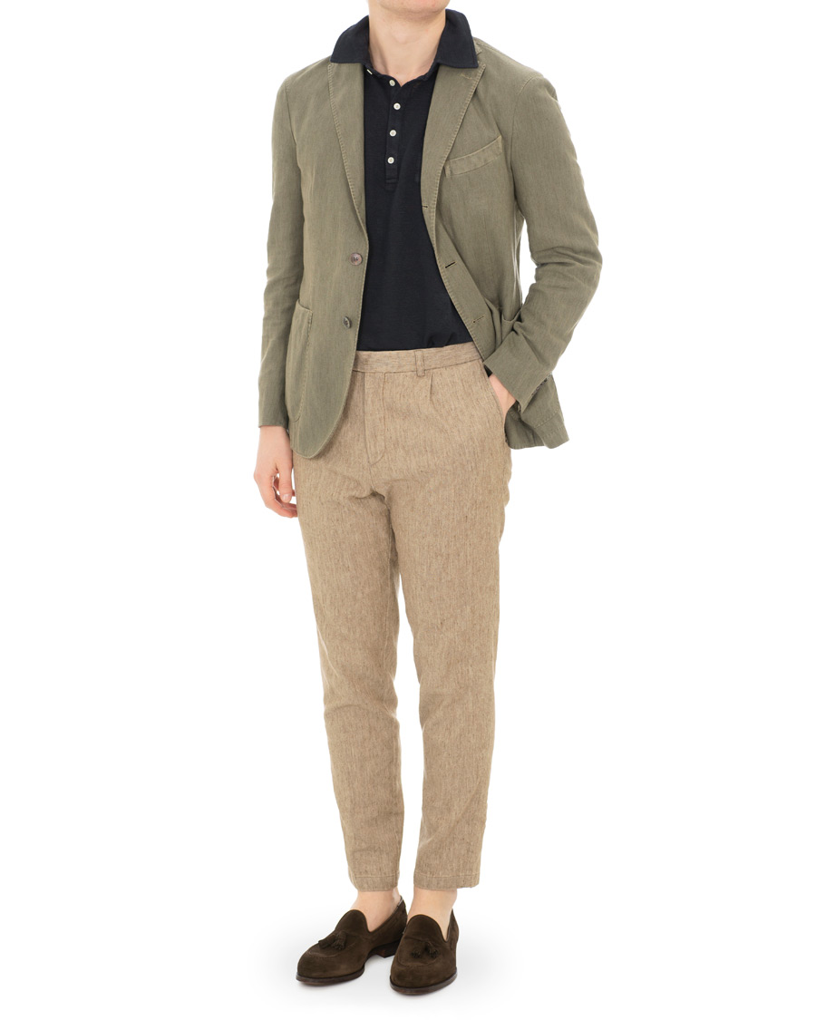 Herre | Blazere & jakker | Boglioli | K Jacket Cotton/Linen Herringbone Blazer Green