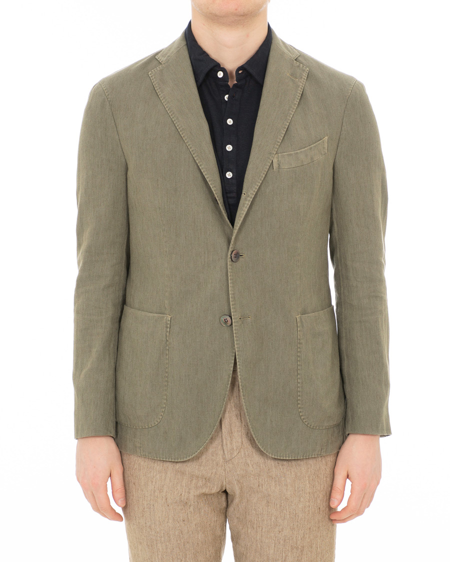 Herre | Blazere & jakker | Boglioli | K Jacket Cotton/Linen Herringbone Blazer Green