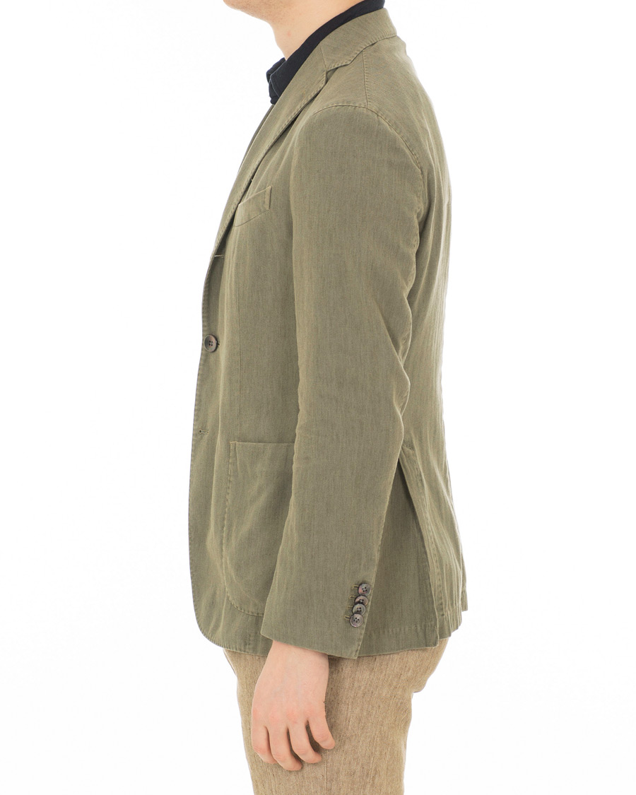 Herre | Blazere & jakker | Boglioli | K Jacket Cotton/Linen Herringbone Blazer Green