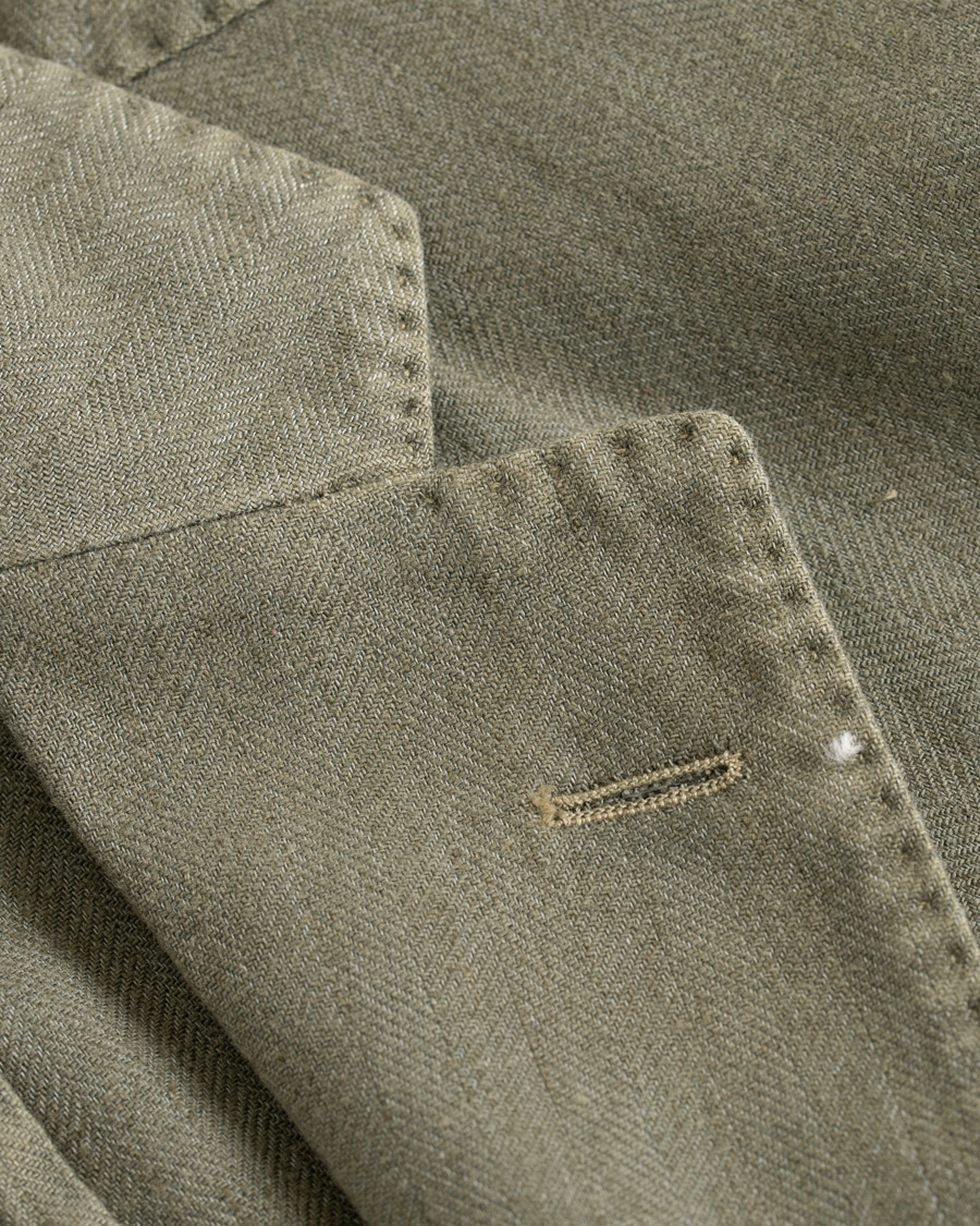Herre | Blazere & jakker | Boglioli | K Jacket Cotton/Linen Herringbone Blazer Green