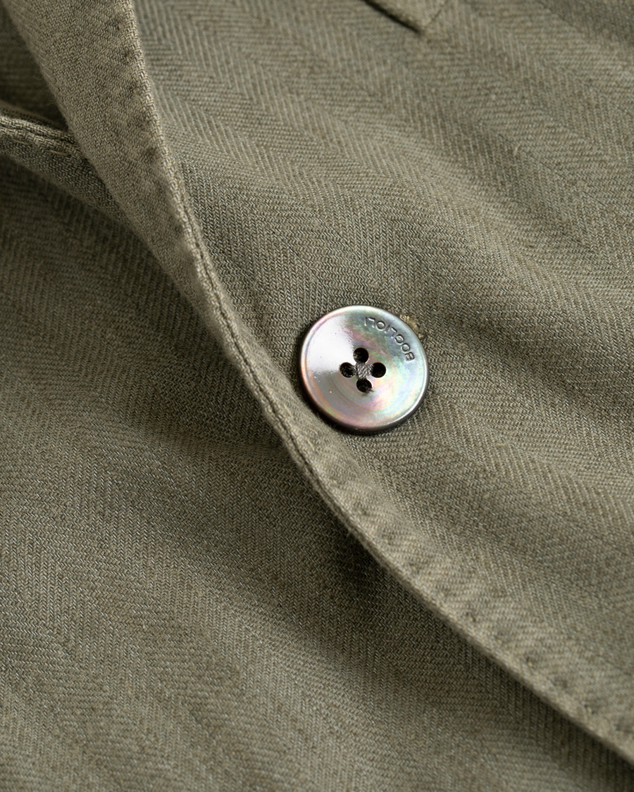 Herre | Blazere & jakker | Boglioli | K Jacket Cotton/Linen Herringbone Blazer Green