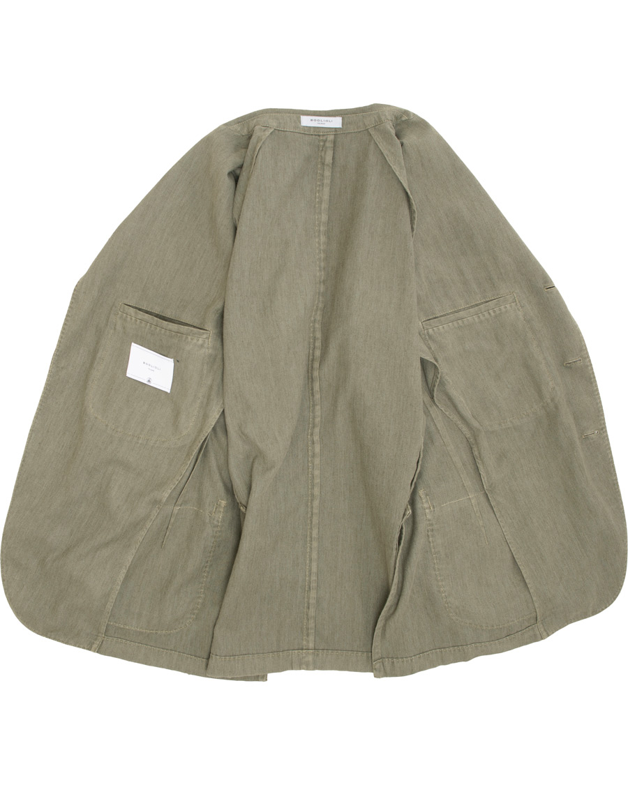 Herre | Blazere & jakker | Boglioli | K Jacket Cotton/Linen Herringbone Blazer Green