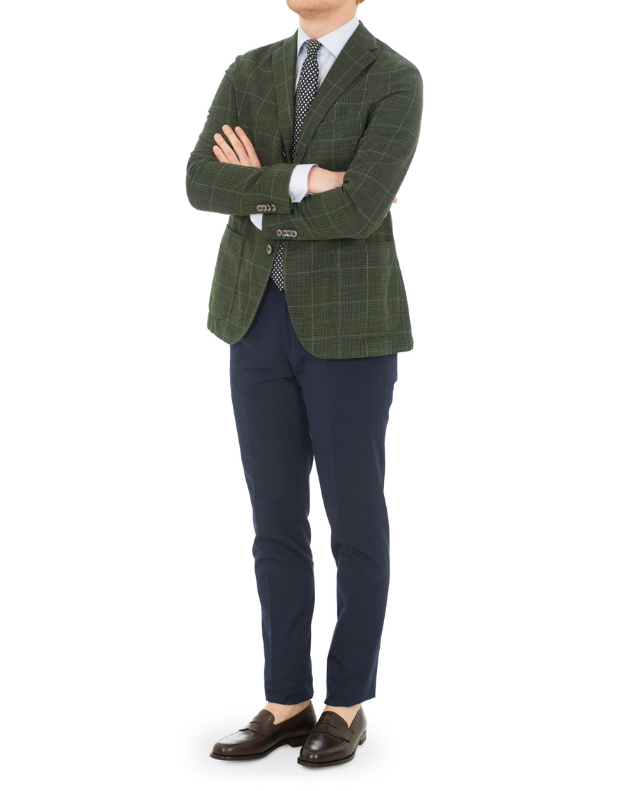 Herre | Blazere & jakker | Boglioli | K Jacket Cotton/Silk Houndstooth Overcheck Blazer Green
