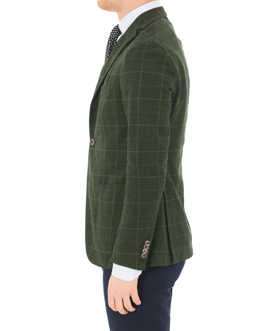 Herre | Blazere & jakker | Boglioli | K Jacket Cotton/Silk Houndstooth Overcheck Blazer Green