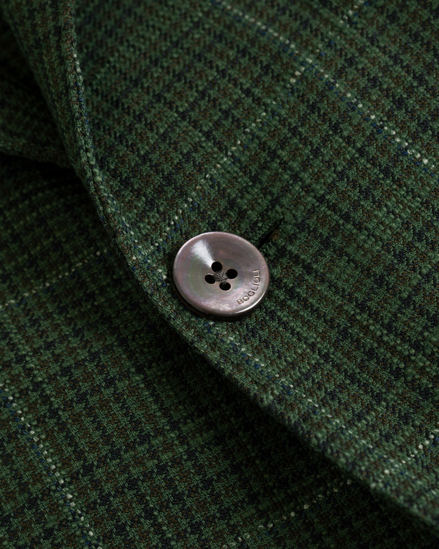 Herre | Blazere & jakker | Boglioli | K Jacket Cotton/Silk Houndstooth Overcheck Blazer Green