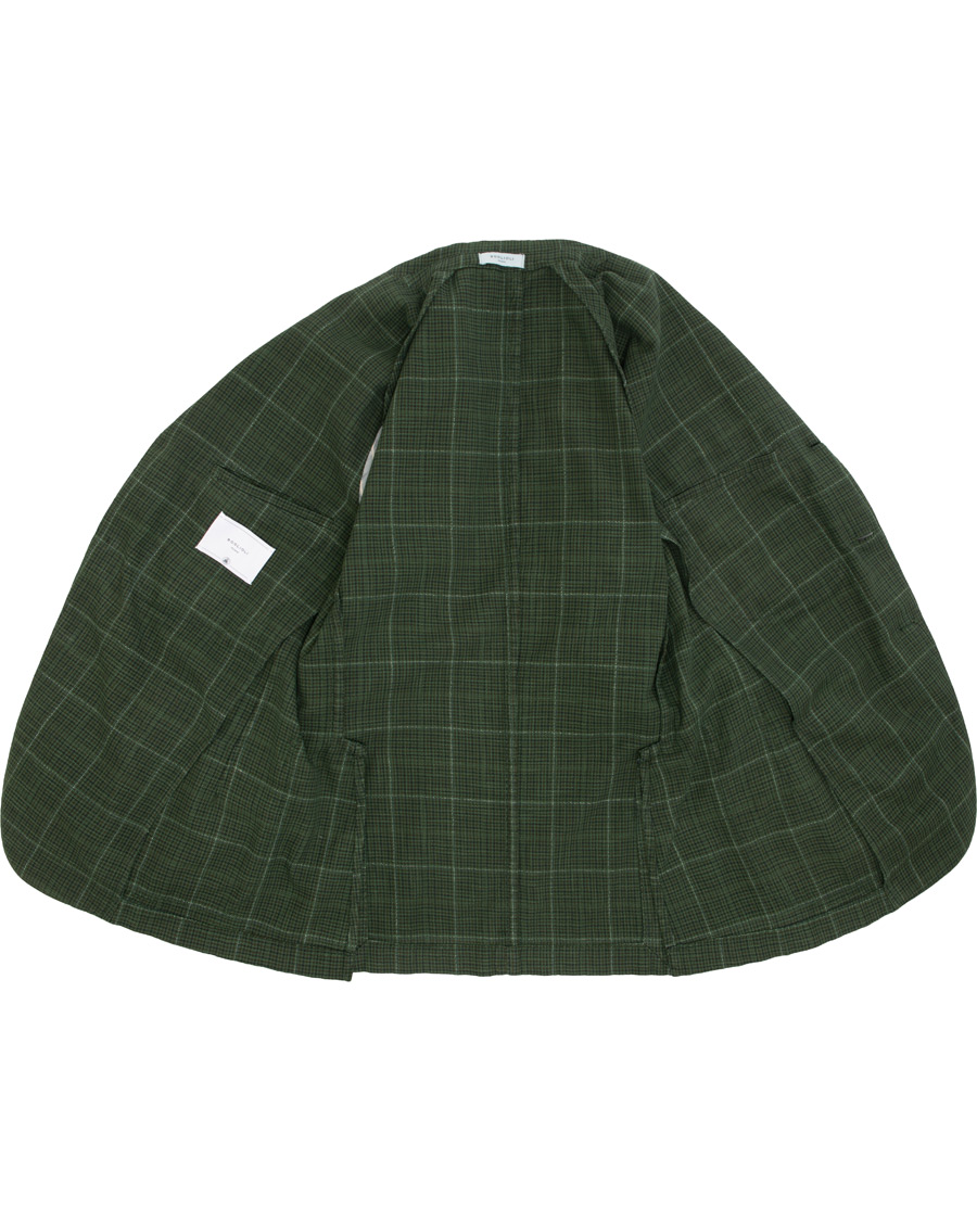 Herre | Blazere & jakker | Boglioli | K Jacket Cotton/Silk Houndstooth Overcheck Blazer Green