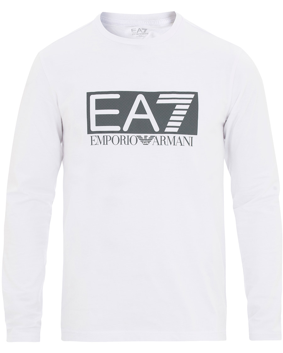 Herre | T-Shirts | EA7 | Logo Crew Neck Long Sleeve Tee White
