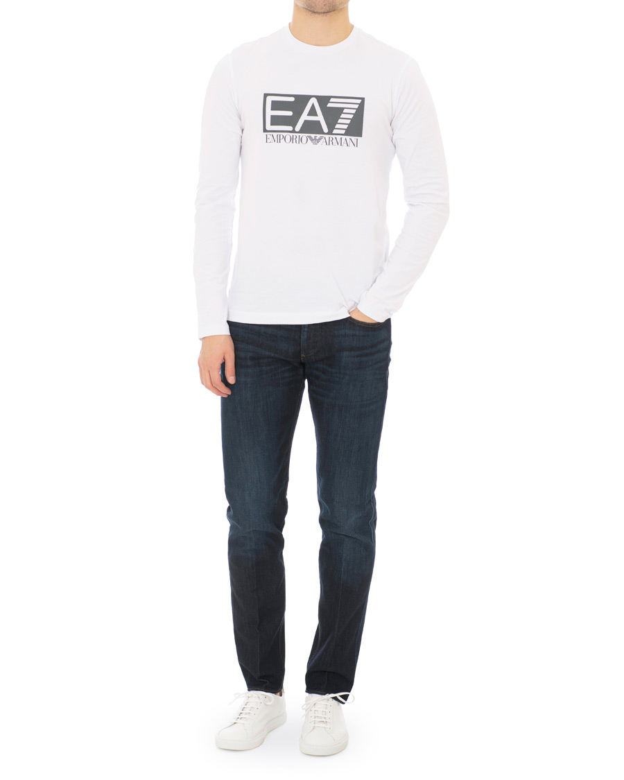 Herre | T-Shirts | EA7 | Logo Crew Neck Long Sleeve Tee White