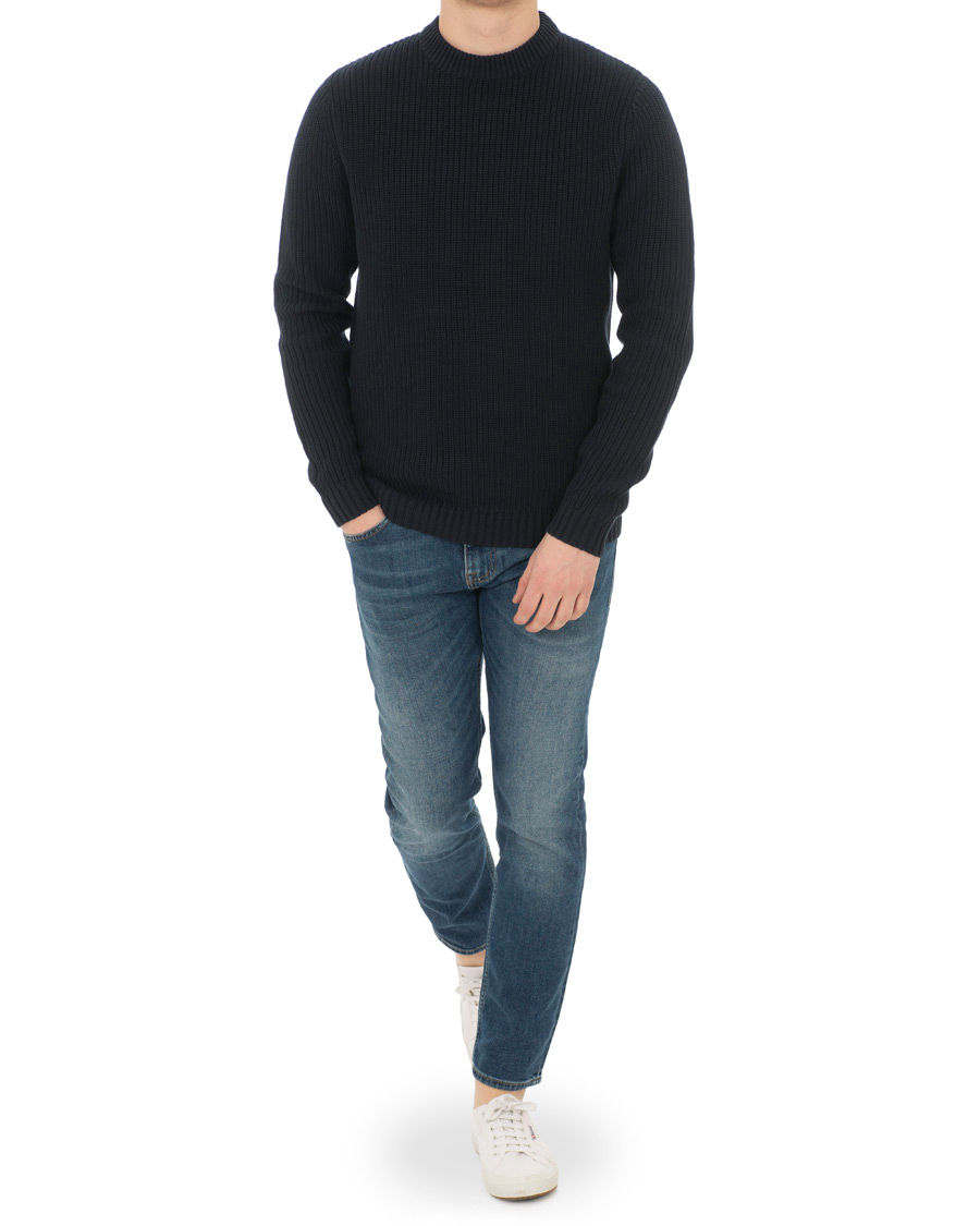 Herre | Trøjer | Lexington | Herman Ribbed Crew Neck Deep Marine Blue