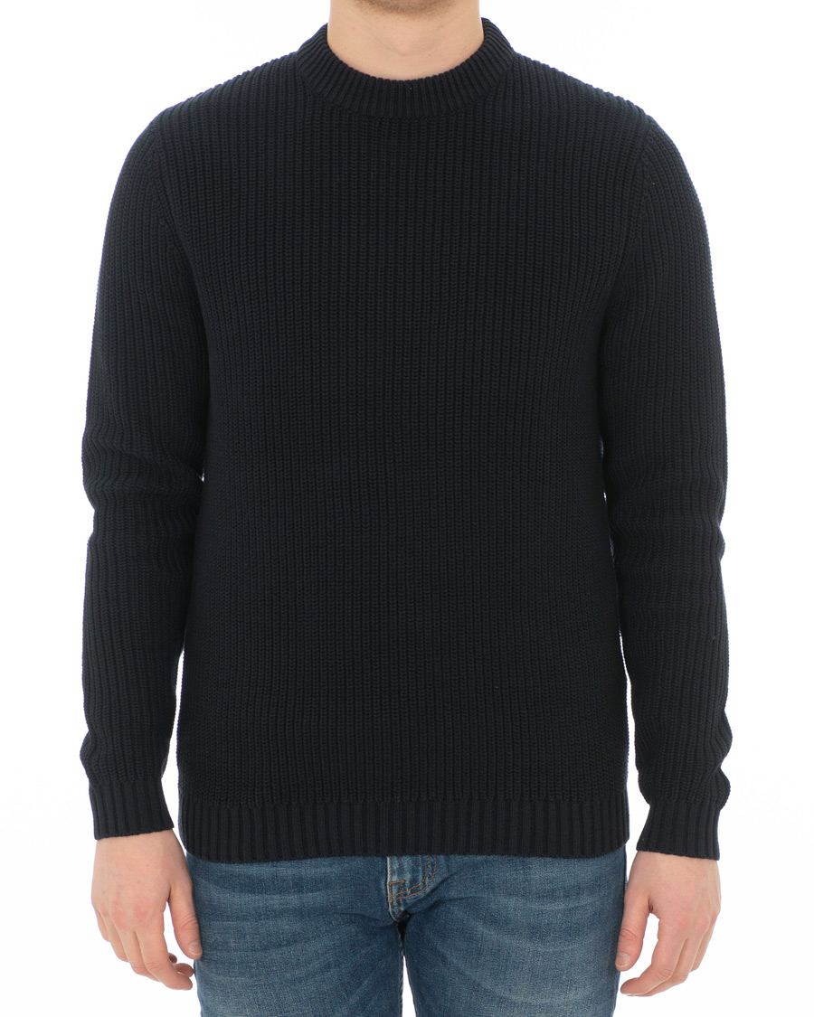 Herre | Trøjer | Lexington | Herman Ribbed Crew Neck Deep Marine Blue