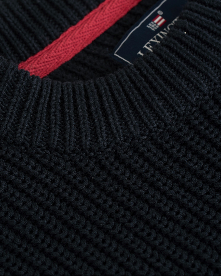 Herre | Trøjer | Lexington | Herman Ribbed Crew Neck Deep Marine Blue