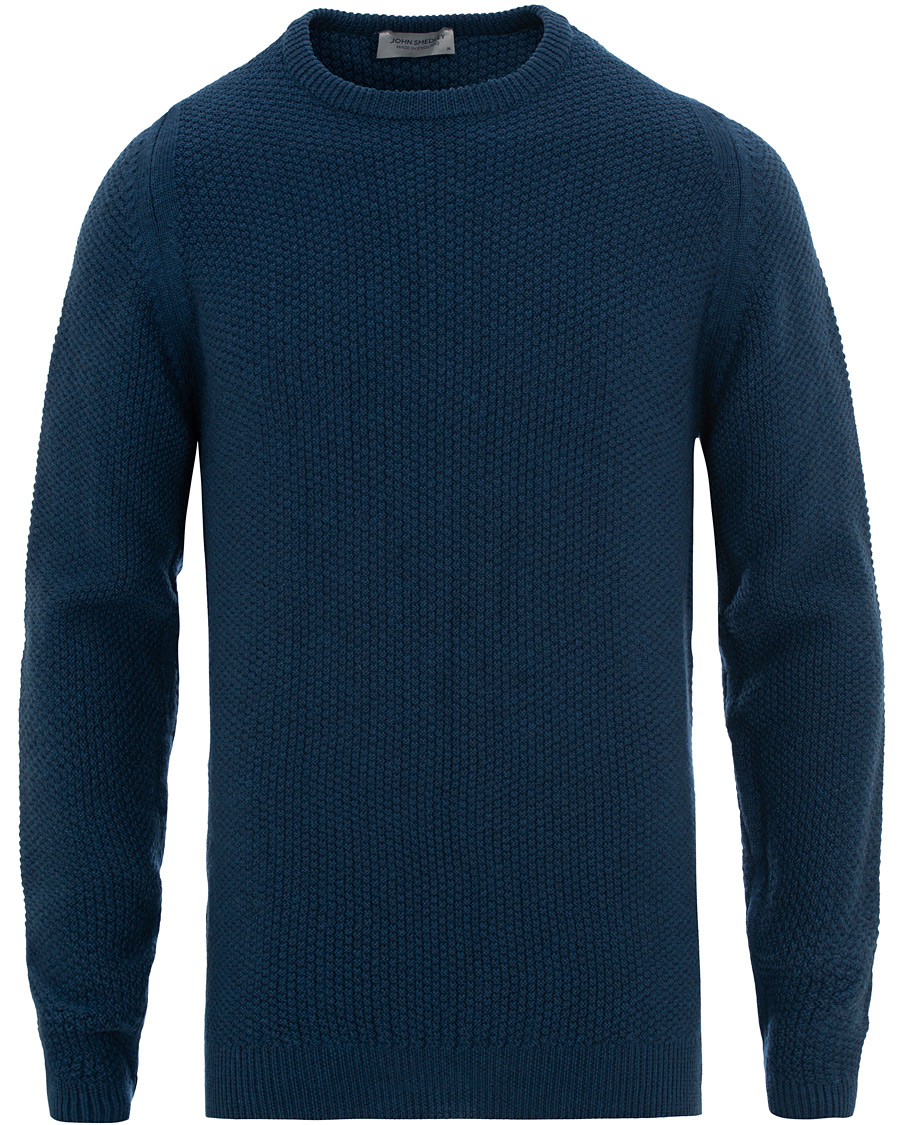 Herre | Trøjer | John Smedley | 8 Singular Textured Wool Sweater Indigo