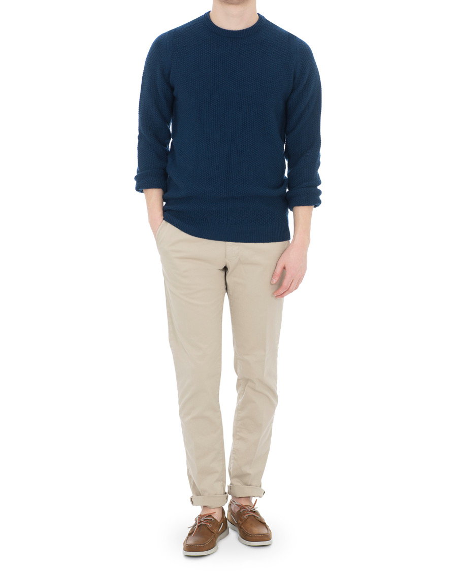 Herre | Trøjer | John Smedley | 8 Singular Textured Wool Sweater Indigo