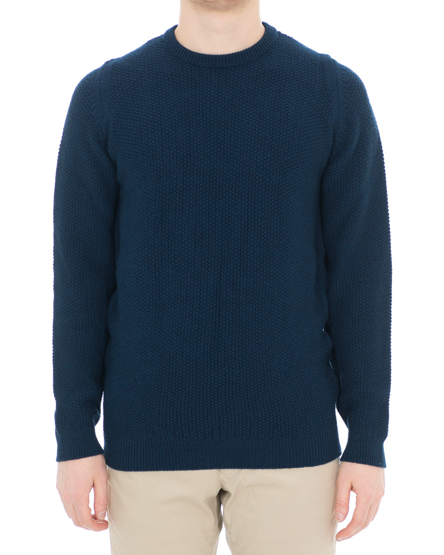 Herre | Trøjer | John Smedley | 8 Singular Textured Wool Sweater Indigo