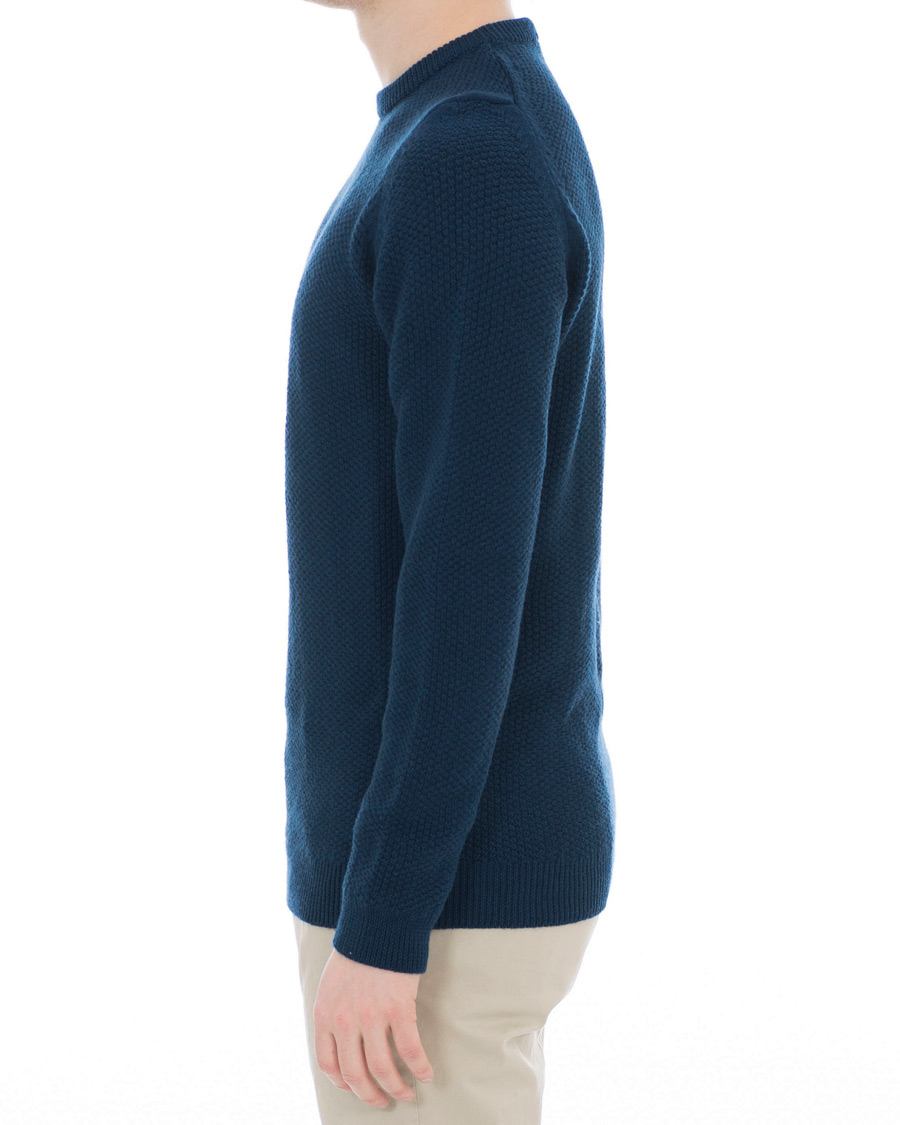 Herre | Trøjer | John Smedley | 8 Singular Textured Wool Sweater Indigo