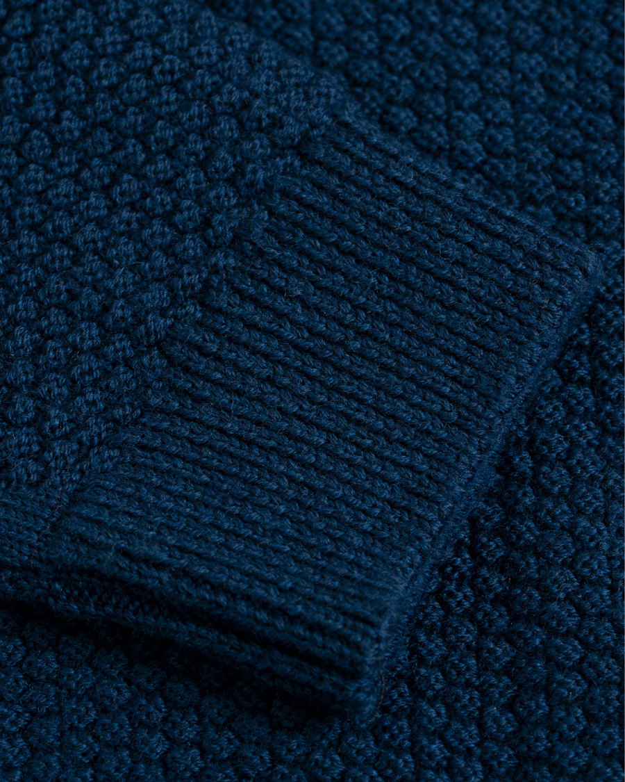 Herre | Trøjer | John Smedley | 8 Singular Textured Wool Sweater Indigo