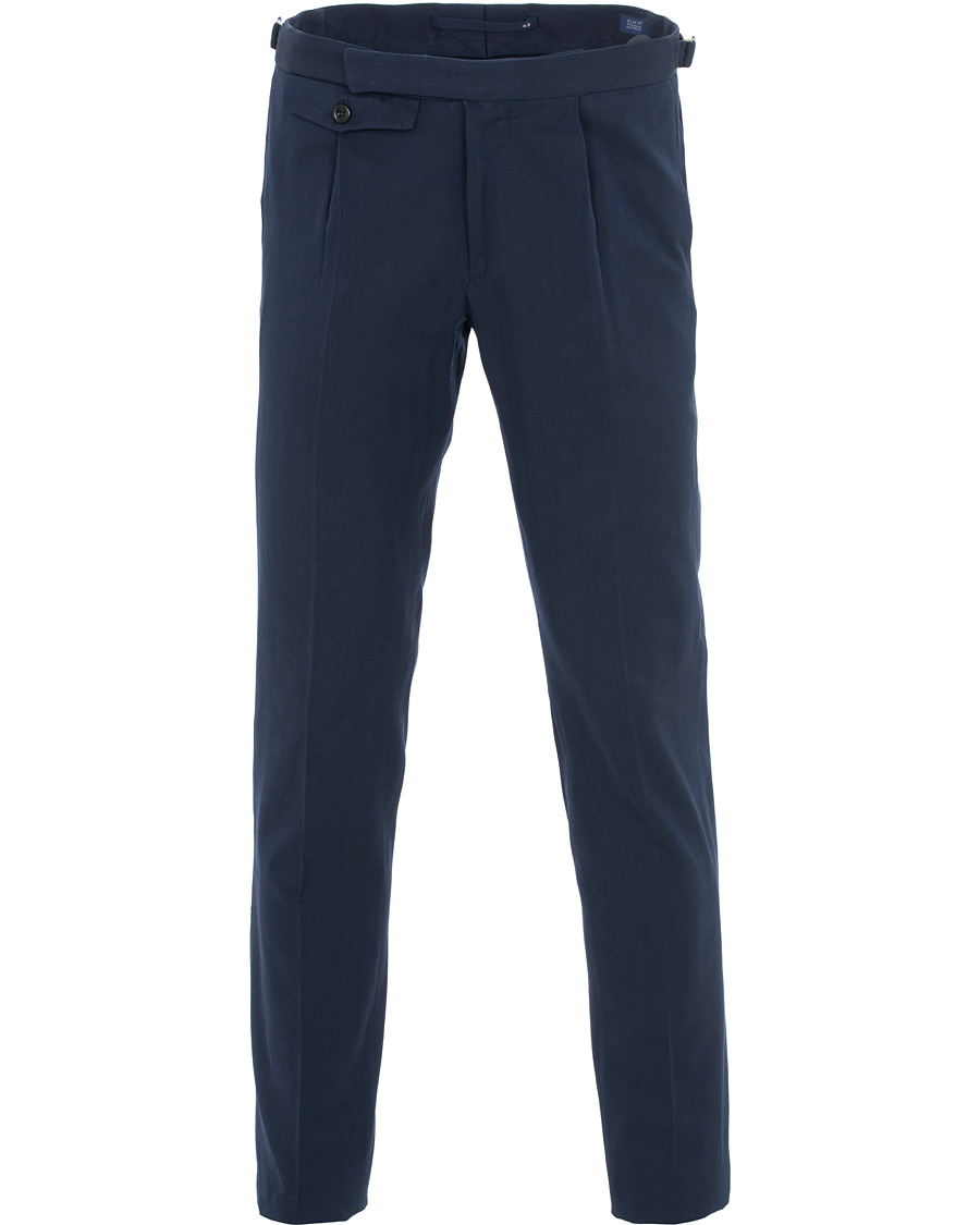 Herre | Bukser | Incotex | Solaro High Waist Side Adjuster Pleated Chino Dark Blue