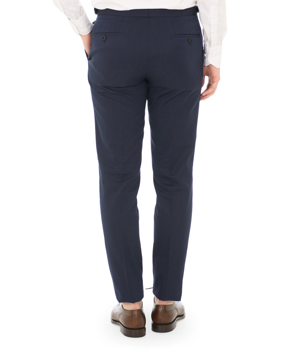 Herre | Bukser | Incotex | Solaro High Waist Side Adjuster Pleated Chino Dark Blue