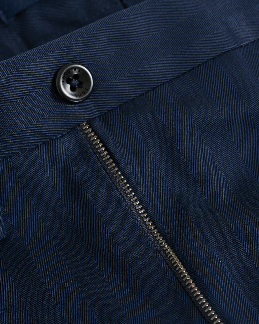 Herre | Bukser | Incotex | Solaro High Waist Side Adjuster Pleated Chino Dark Blue