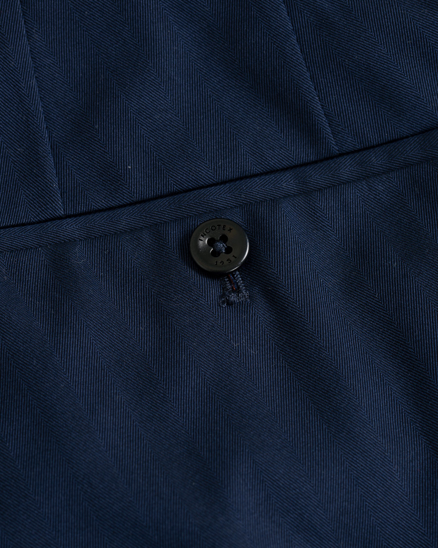 Herre | Bukser | Incotex | Solaro High Waist Side Adjuster Pleated Chino Dark Blue