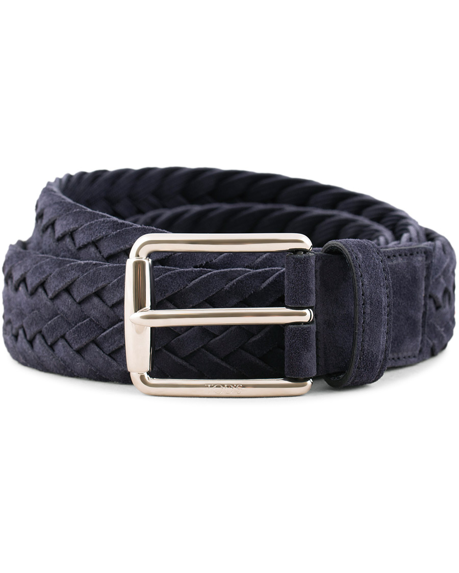 Herre | Tod's Intreccio Woven Belt Midnight Blue Suede | Tod's | Intreccio Woven Belt Midnight Blue Suede