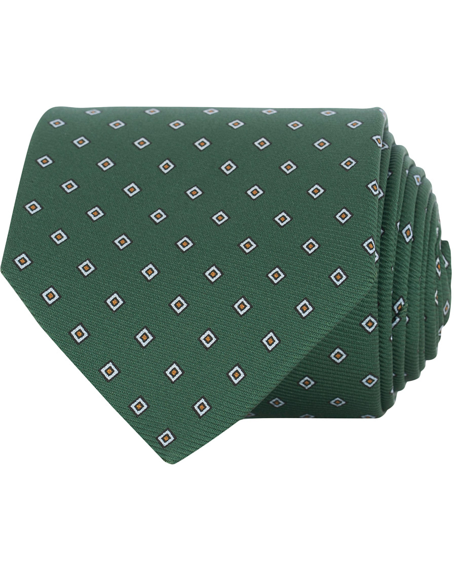 Herre | Drake's Navy Tip Silk 50oz Foulard 8 cm Tie Green | Drake's | Navy Tip Silk 50oz Foulard 8 cm Tie Green
