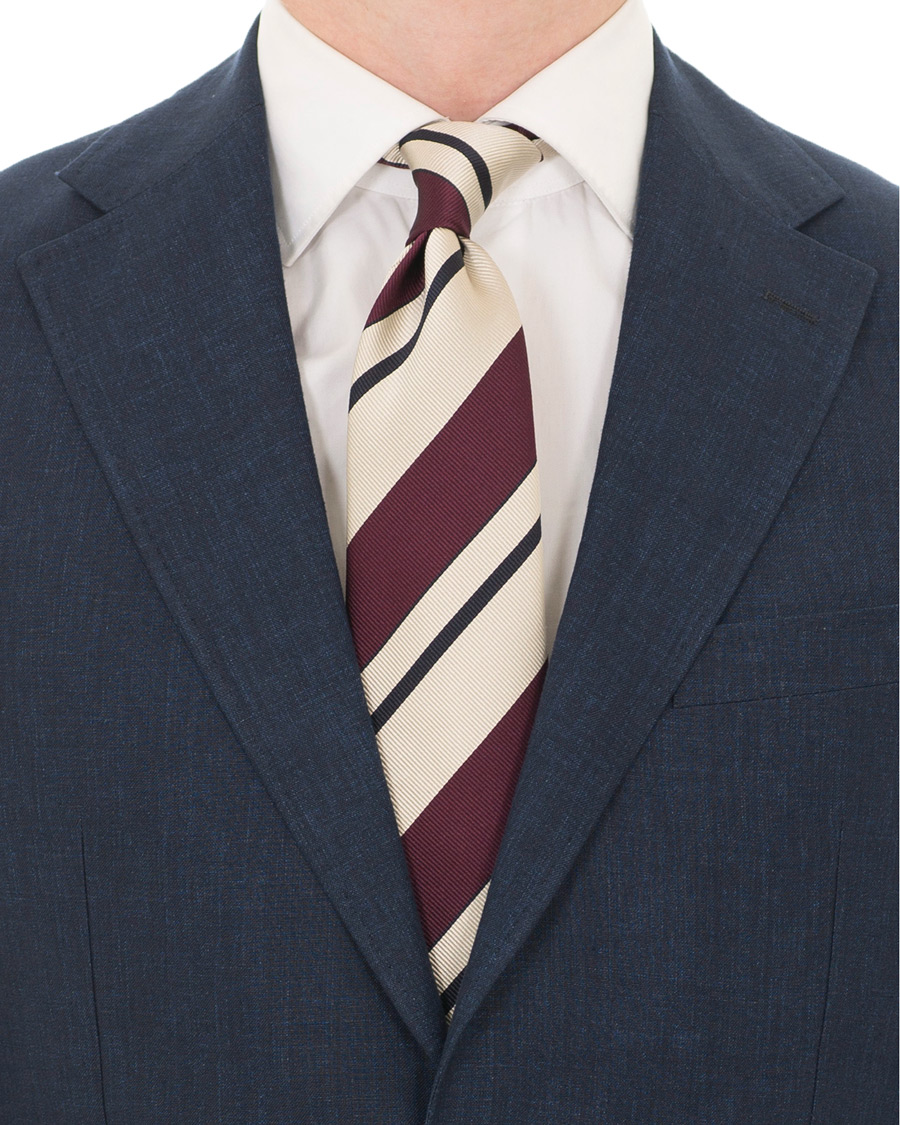 Herre | Drake's Navy Tip Reppe Silk 8 cm Tie Beige | Drake's | Navy Tip Reppe Silk 8 cm Tie Beige